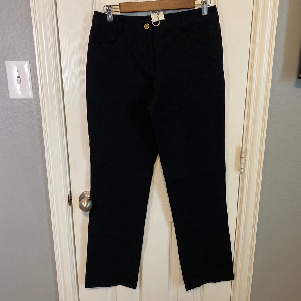 J. McLaughlin Dixie Black‎ Pique Cotton Straight Leg Pants Women Size 6 NWT USA